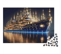 Illuminated Cruise Ship Jigsaw Puzzle for Adults 1000 Piece Jigsaw Puzzle Night Water Scene Puzzle Game for Family Relaxing Decoration 38x26cm/1000pcs
