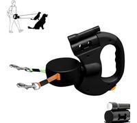 Illuminated Double Retractable Leash for Two Dogs, 360° Anti-Tangle Swivel Strap and 3M Retractable Strap, with Comfortable Ergonomic Handle for Small and Medium-Sized Pets on The go(Black)