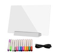 Illuminated Drawing Board - 12 Colouring Pencils, RGB Writing Tablet with Portable Dry Wipe Flat Reading Light Creative Display Sign for Colouring for Children at Home and School
