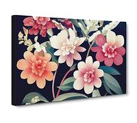 Illuminated Flowers Canvas Print | Gallery Wrapped 30mm Frame Wall Art | 30x20 inches | Ready to Hang | Contemporary Floral Picture | Living Room Bedroom Lounge Office