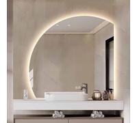 Illuminated Frameless Wall Mirror with Touch Switch - Anti-Fog Makeup Mirror 3 Color Lighting 110x110cm/43x43in - Ideal for Home Decor and Entryway Enhancement