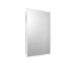 Illuminated Frosted Edge Mirror with Wireless Speakers, Shaver Plug and Hang n Lock Easy Fixing System 700mm x W500mm