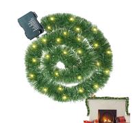 Illuminated Garland - 16.4-Foot Christmas Garland Lighting, Wreath | Pre-assembled Wreath, Illuminated Artificial Pine Wood with 50 Bright Mini Light Bulbs, Holiday Indoor-Outdoor Decoration