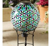 Illuminated Glass Globe Light & Metal Stand - Solar Powered Led Outdoor Garden Patio Lighting Decoration - H43.5 X 24Cm Diameter