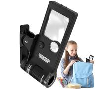 Illuminated Handheld Magnifier - 10x-80x Zoom Microscope, Led Light Magnifying Glass | Children's Science Explorer Tool, Portable Jewelry Coin Inspector, Educational Gift for Kids 6+ Years with Case