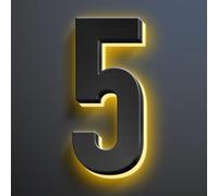 Illuminated House Address Numbers Signs, Up-Scale Modern Look, Backlit LED Illuminated Home Address Number, Stainless Steel Lighted House Numbers For Outside,6 Inch/150mm,5