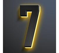Illuminated House Address Numbers Signs, Up-Scale Modern Look, Backlit LED Illuminated Home Address Number, Stainless Steel Lighted House Numbers For Outside,6 Inch/150mm,7