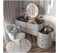 Illuminated Kids Vanity Table with Touch & LED Lights Wooden Makeup Desk with Drawers & Side Cabinet Includes Stool - Perfect for Girls' Playroom & Dressing Up