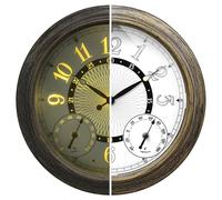 Illuminated Large Metal Outdoor Garden Clocks Waterproof 18 Inches With Auto Light Smart Sensor,Large Indoor Outdoor Wall Clocks With Thermometer & Hygrometer for Patio, Pool, Garden,Porch