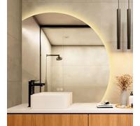 Illuminated LED Bathroom Mirror,wall Mirror With Anti-fog Function, 50 CM|60 CM|70 CM|80 CM Semi-circular Mirror, Vanity Mirror With 3 Colour Light Dimmable,Touch Sensor Swit(Size:80cm,Color:Left cut)