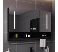 Illuminated LED Bathroom Wall Cabinet with Anti-Fog Mirror 3 Doors & Towel Rail Open Storage Stylish Space Saver 100x13x80 cm Modern Design for nized Bathrooms
