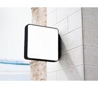 Illuminated LED Projecting Sign, Rounded Square 60x60cm Black/White, Double Sided Outdoor Business Wall Mounted Storefront Shop Sign (60x60 Black)
