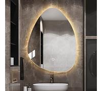 Illuminated LED Wall Vanity Mirror Waterproof Makeup Mirror Irregular Design 500x700mm Warm Light Positive Hanging 600x800mm Size - Perfect for Stylish Bathrooms