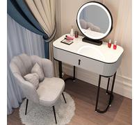 Illuminated Makeup Desk with Adjustable Brightness Wooden Vanity Table for Women & Girls Includes Stool & 3 Colorful LED Lights Perfect Makeup Station.