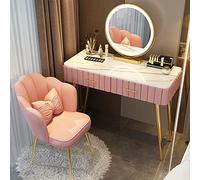 Illuminated Makeup Vanity Set with 3Color LED Mirror & Soft Cushioned Stool Solid Wood Bedroom Vanity Desk for Storage for Women (39.4in)