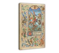 Illuminated Manuscripts - Saint Michael And The Dragon Canvas Art Poster And Wall Art Picture Print Modern Family Bedroom Decor Frame 12x18inch(30x45c