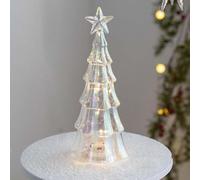 Illuminated Mercury Glass Christmas Trees, BFF Collection Set Illuminated Mercury Glass Trees, Lighted Tabletop Christmas Tree, Sparkling Light Up Xmas Tree Warm Light Tabletop Fireplace Decor (A)