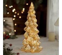 Illuminated Mercury Glass Christmas Trees, Lighted Mercury Glass Christmas Tree Decor, Xmas Decorations Indoor with LED Lights, Light up Xmas Tree Ornament for Home Party Decoration (A)