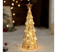 Illuminated Mercury Glass Christmas Trees, Lighted Mercury Glass Christmas Tree Decor, Xmas Decorations Indoor with LED Lights, Light up Xmas Tree Ornament for Home Party Decoration (B)