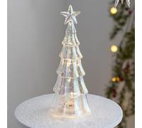 Illuminated Mercury Glass Christmas Trees, Lighted Mercury Glass Christmas Tree Decor, Xmas Decorations Indoor with LED Lights, Light up Xmas Tree Ornament for Home Party Decoration (F)