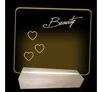 Illuminated Message Board - LED Writing with Wooden Base, Reusable Dry Erase Design, Light Board for Children, Memo Board for School, Office, Home or Entertainment Room Decoration