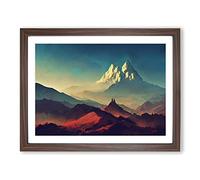 Illuminated Mountain Landscape H1022 Framed Print for Living Room Bedroom Home Office Décor, Wall Art Picture Ready to Hang, Walnut A4 Frame (34 x 25 cm)