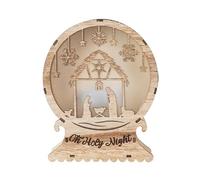 Illuminated Nativity Scene for Indoors | Christmas Table Decoration with LED Illuminated Wooden Nativity Scene - Religious Rustic Christmas Decorations Festive Favors and for Shelves and Tables