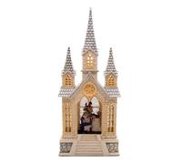 Illuminated Nativity Scene Water Lantern Church with Swirling Glitter, Religious Christmas Decoration, 16 Inches