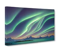 Illuminated Northern Lights Canvas Print | Gallery Wrapped 30mm Frame Wall Art | 30x20 inches | Ready to Hang | Contemporary Picture | Living Room Bedroom Lounge Office