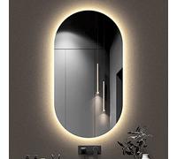 Illuminated Oval Wall Mirror with LED Light Backlit Makeup Mirror for Bathroom and Hallway Retro Style Perfect for Grooming and Decoration