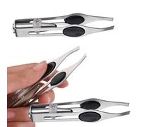 Illuminated Precision Eyebrow Tweezers Professional Design Stainless Steel Built-in LED Light for Hair Removal, Compact 9.8 x 1.4 cm Makeup Must-have, Ergonomic Groomer