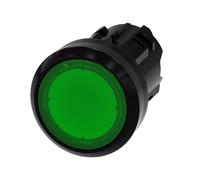 Illuminated push button, 22 mm, round, plastic, green, push button, flat, lock, push to unlock, 3SU1001-0AA40-0AA0