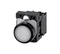 Illuminated pushbutton, 22mm, round, plastic, white, pushbutton, flat, key-operated, 1S, AC230V, screw terminal connection; 3SU11060AB601BA0