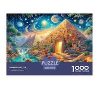 Illuminated Pyramid, River And Lush Scenery Under Starry Sky 1000 Piece Jigsaw Puzzle Dream Building - Great Gift for Boys, Girls, Men & Women 70x50cm/1000pcs