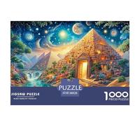 Illuminated Pyramid, River And Lush Scenery Under Starry Sky 1000 Piece Jigsaw Puzzle Dream Building - Perfect Present for Boys, Girls, Men & Women 38x26cm/1000pcs