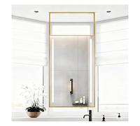 Illuminated Rectangular Bathroom Mirror Ceiling-Mounted Slim Aluminum Frame Makeup Vanity Mirror for Hallway Gold Finish 60x90cm Modern Design