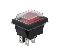 Illuminated Red Rocker Switch 250V AC 20A with Waterproof Cover for Industrial Control Panels, Automation Equipment, and Electronic Devices - 4