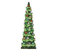 Illuminated Resin Christmas Tree Statue With Multicolor LED Light Miniature Ornament For Mantels Tabletop Miniature For Craft