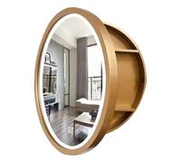 Illuminated Round Bathroom Mirror Cabinet 50/60/70cm Wall-Mounted with 3 Shelves Modern LED Lighting Stylish Storage Solution for Contemporary Bathrooms