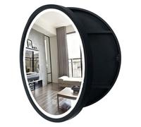 Illuminated Round Bathroom Mirror Cabinet 70cm Diameter Wall-Mounted Vanity Mirror with 3 Shelves Modern Black Finish Perfect for Chic Bathroom Decor & Storage Solutions