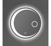 Illuminated Round Bathroom Mirror LED Makeup Mirror with Magnifying Lens Frameless Dimmable Touch Sensor 3 Light Colors Dual Touch Button Sl nd Stylish Design