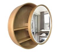 Illuminated Round Medicine Cabinet with LED Mirror - Stylish rage for Bathroom Bedroom & Living Room - Modern Design SpaceSaving Solution Easy Installation