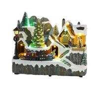 Illuminated Scene Display Scene Holiday House Figurine Resin Model With Moving Train Led Lights And Music suitable for holiday display party setup festive gatherings 23x15x18cm
