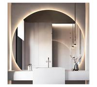 Illuminated SemiCircle Bathroom Mirror WallMounted Vanity Mirror with Demister Touch Switch & 3 Color Lights Decorative Half Moon Mirror (80CM / 31.5IN)
