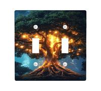 Illuminated Tree Light Switch Cover Plate, Magical Glowing Tree Design for Home Decor, Nature Themed Wall Plate, Standard Size, Ideal for All Seasons Double Toggle