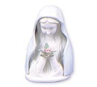 Illuminated Virgin Mary Statue 4 1/2" (11.5 cm) Ceramic Blue & White Porcelain Madonna Bust Statue with Light