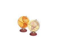 EXERZ Illuminated World Globe 20cm Antique Globe Wooden Stand Metal Arc, Light up LED Earth Globe Lamp, Vintage Colour Modern Map