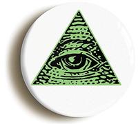 ILLUMINATI ALL SEEING EYE BADGE BUTTON PIN (Size is 1inch/25mm Diameter) CONSPIRACY WORLD GOVERNMENT
