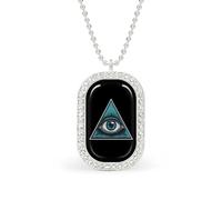 Illuminati All Seeing Eye Pendant Necklace Fashion Jewelry Square Pendant with White Drill Border One Size
