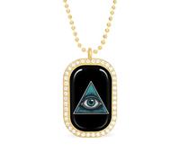 Illuminati All Seeing Eye Pendant Necklace Fashion Jewelry Square Pendant with White Drill Border One Size